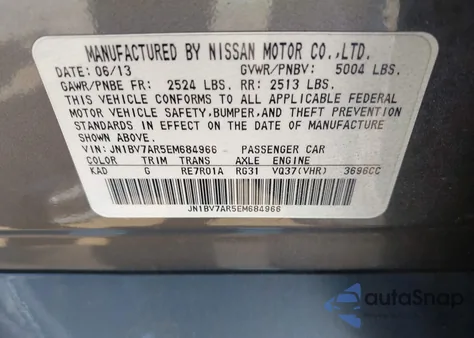 2014 Infiniti Q50 Premium z USA, uszkodzony, nr VIN JN1BV7AR5EM684966